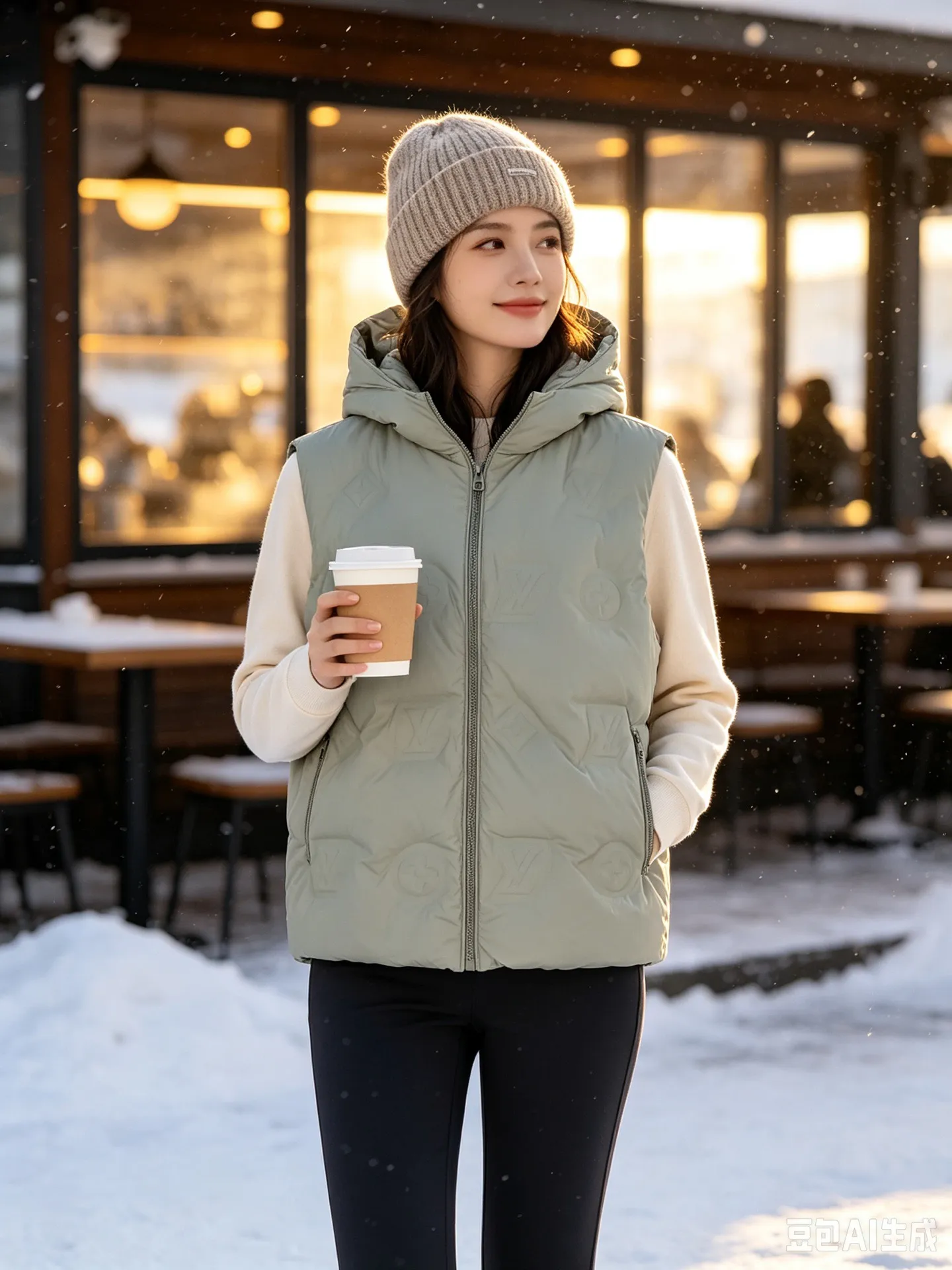 Louis Vuitton/Embossed Louis Vuitton Embossed Hooded Down Vest